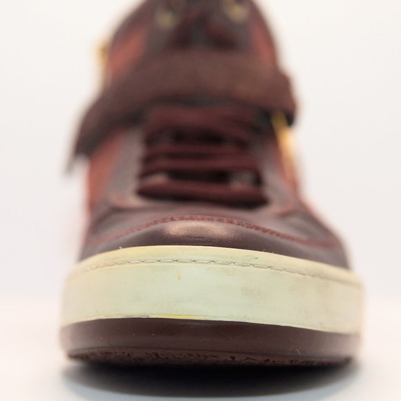 SALVATORE FERRAGAMO Size 9 Burgundy Leather Nayon Gancio High Top Sneakers - Picture 6 of 15